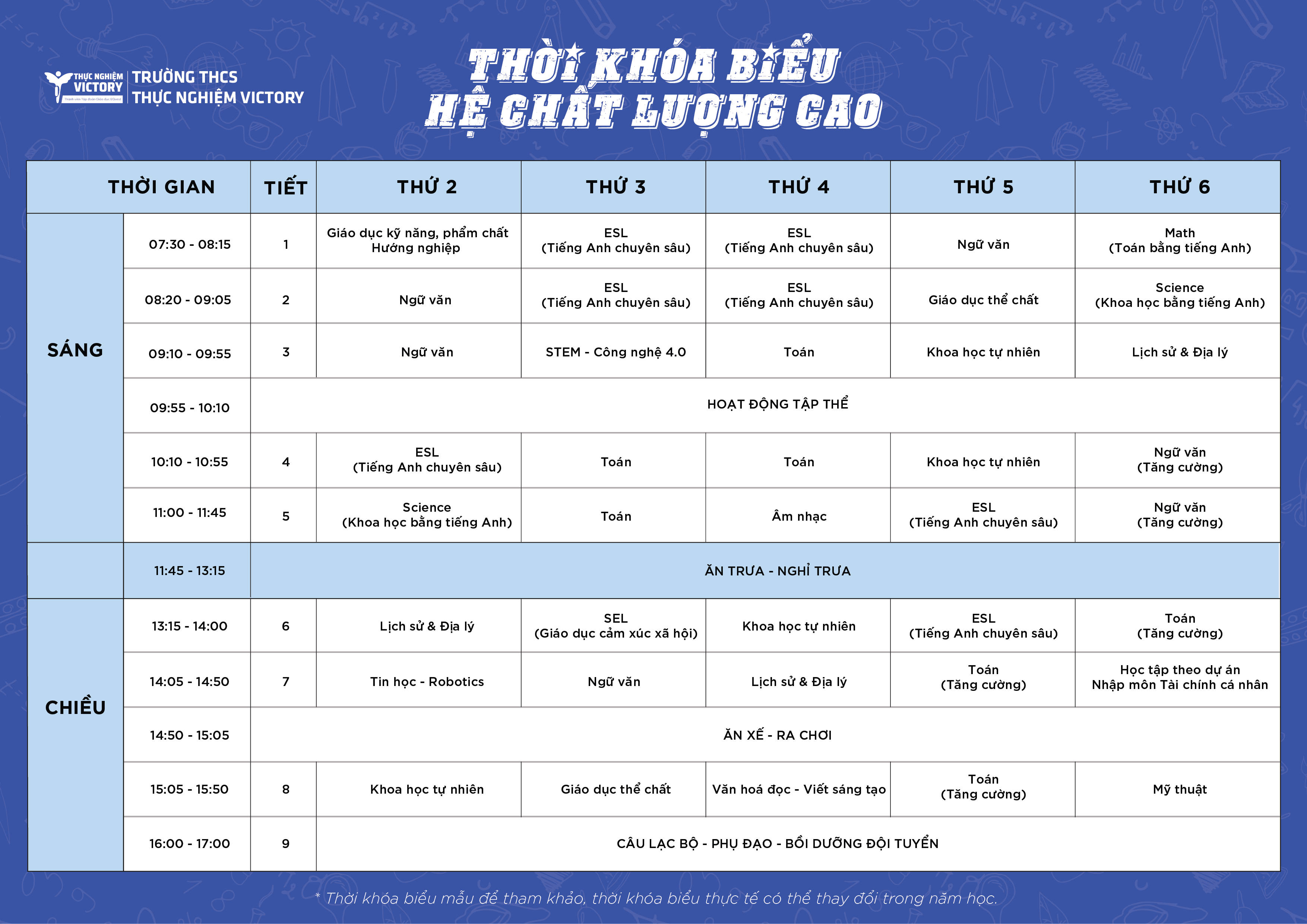 Thoi khoa bieu THCS He CLC