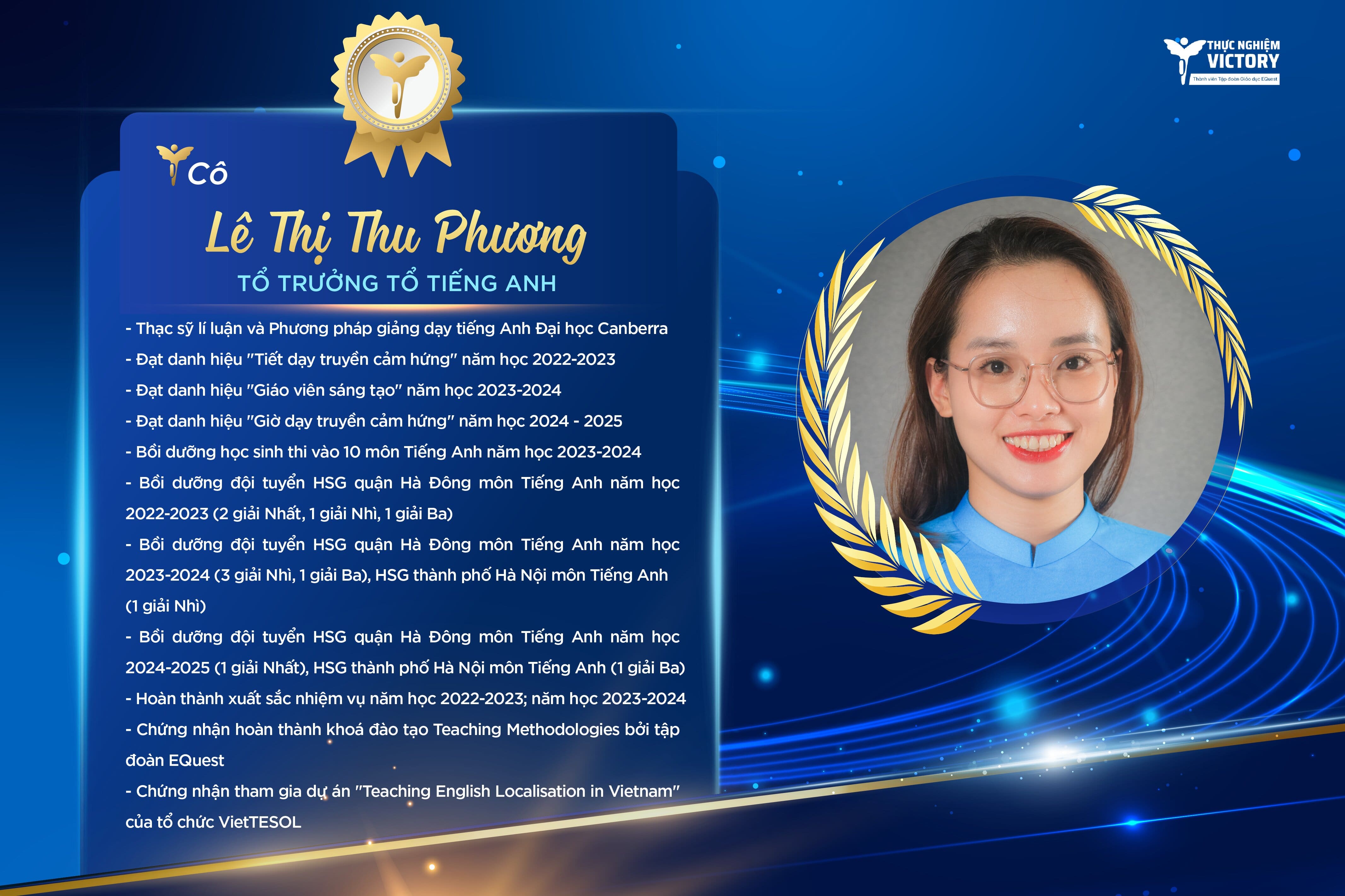 GIÁO VIÊN TIÊU BIỂU TRƯỜNG THCS THỰC NGHIỆM VICTORY: NHỮNG "NGƯỜI LÁI ĐÒ" ƯƠM MẦM CHẤT LƯỢNG GIÁO DỤC VƯỢT TRỘI 3 Vinh danh giao vien 2025 01